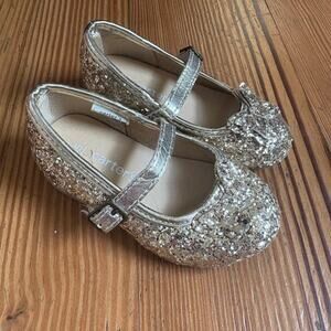Carter's gold glitter butterfly‎ heeled buckle mary jane toddler shoe SIZE 5